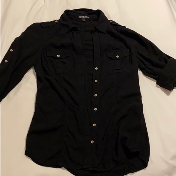 Express Tops - Express Black Button Up